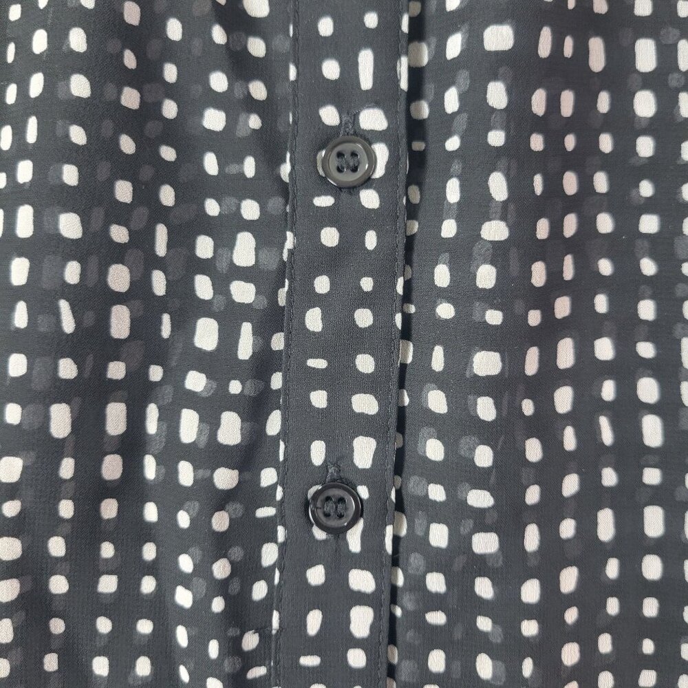 Alyx Womens Sheer Shirt Dress‎ Black White Dot Print Button Front Size S Career - Picture 5 of 12